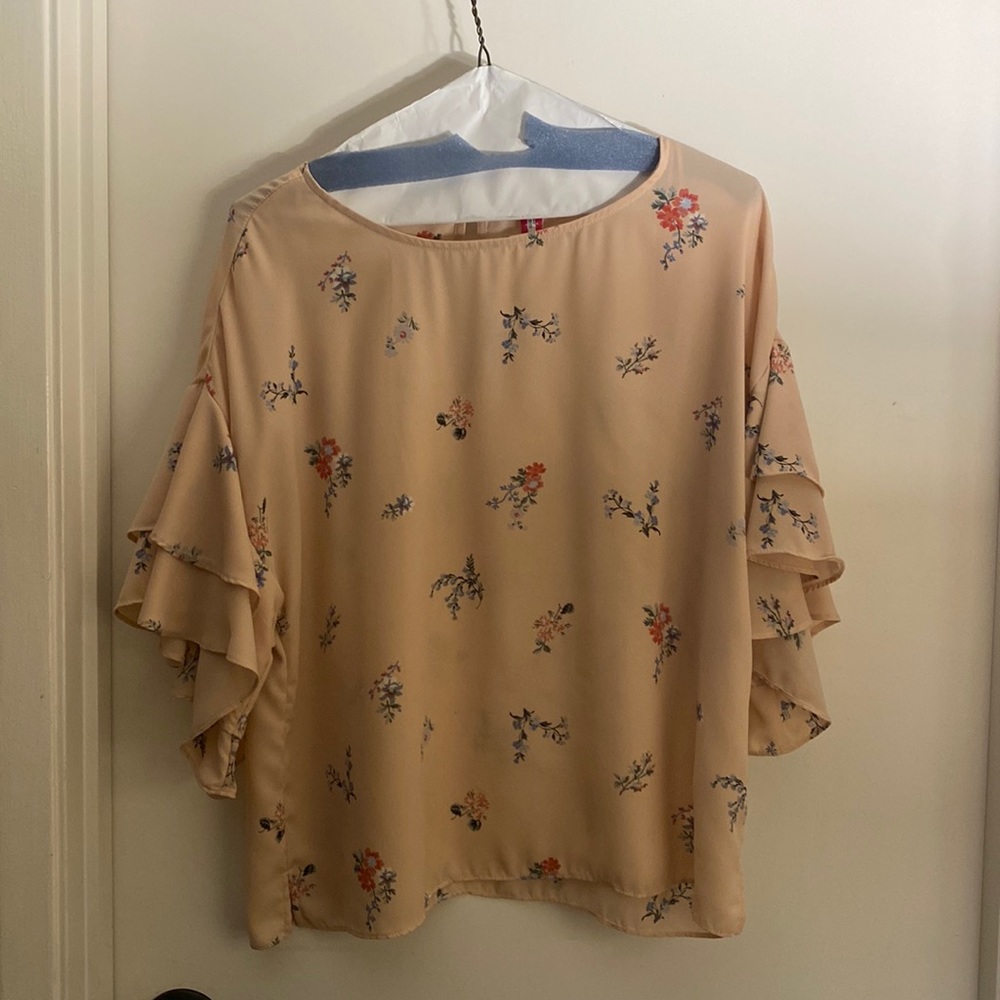 PINK RUFFLED FLORAL BLOUSE